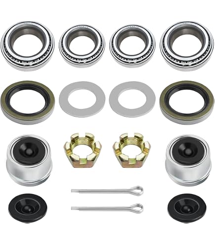 FKG Trailer Hub Spindle Kit 5 Bolt on 4.5 Bolt Circle Fit for 2,200 lb. axles 1-1/16 Inch Straight Spindles, Set of 2 FKG Trailer Hub Spindle Kit 5 Bolt on 4.5 Bolt Circle Fit for 2,200 lb. axles 1-1/16 Inch Straight Spindles, Set of 2