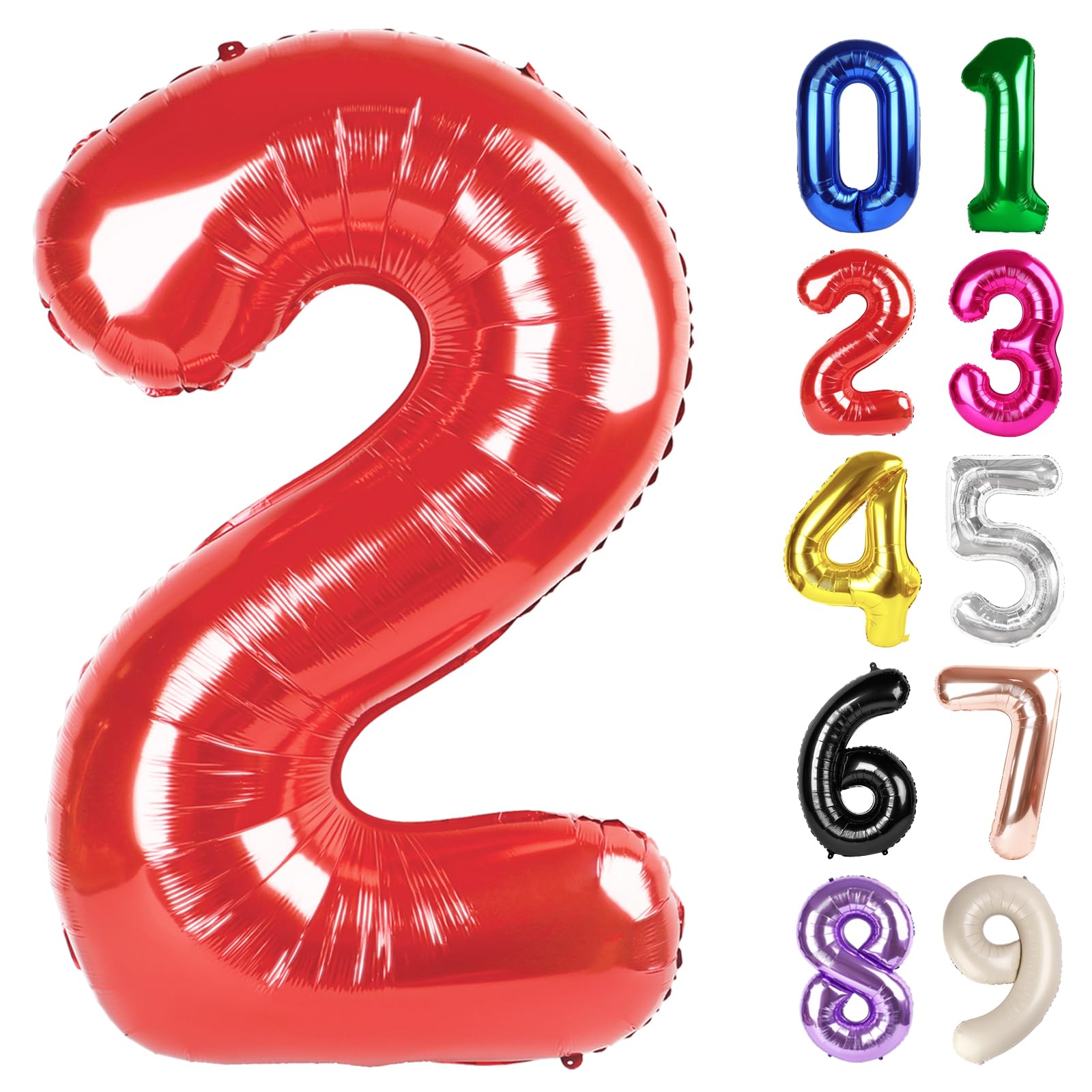 Photo 1 of 2 Balloon - Red Birthday Number Balloons, 40 Inch Large Foil Balloons for Men Women Boys Girls Red Themed Birthday Decorations