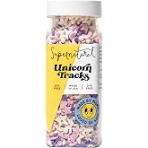 Supernatural Unicorn Tracks Sprinkles, Dye-Free Vegan Confetti Mix, 3oz | Plant-Based Colors & Vegan Ingredients | Fun Unicorn Sprinkles With Hearts & Stars For Baking, Decorating & Lunchbox Treats