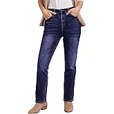 GRAPENT Straight Leg Jeans for Women Trendy High Waisted Classic Stretchy Denim Pants Casual Trouser Jeans with Pockets