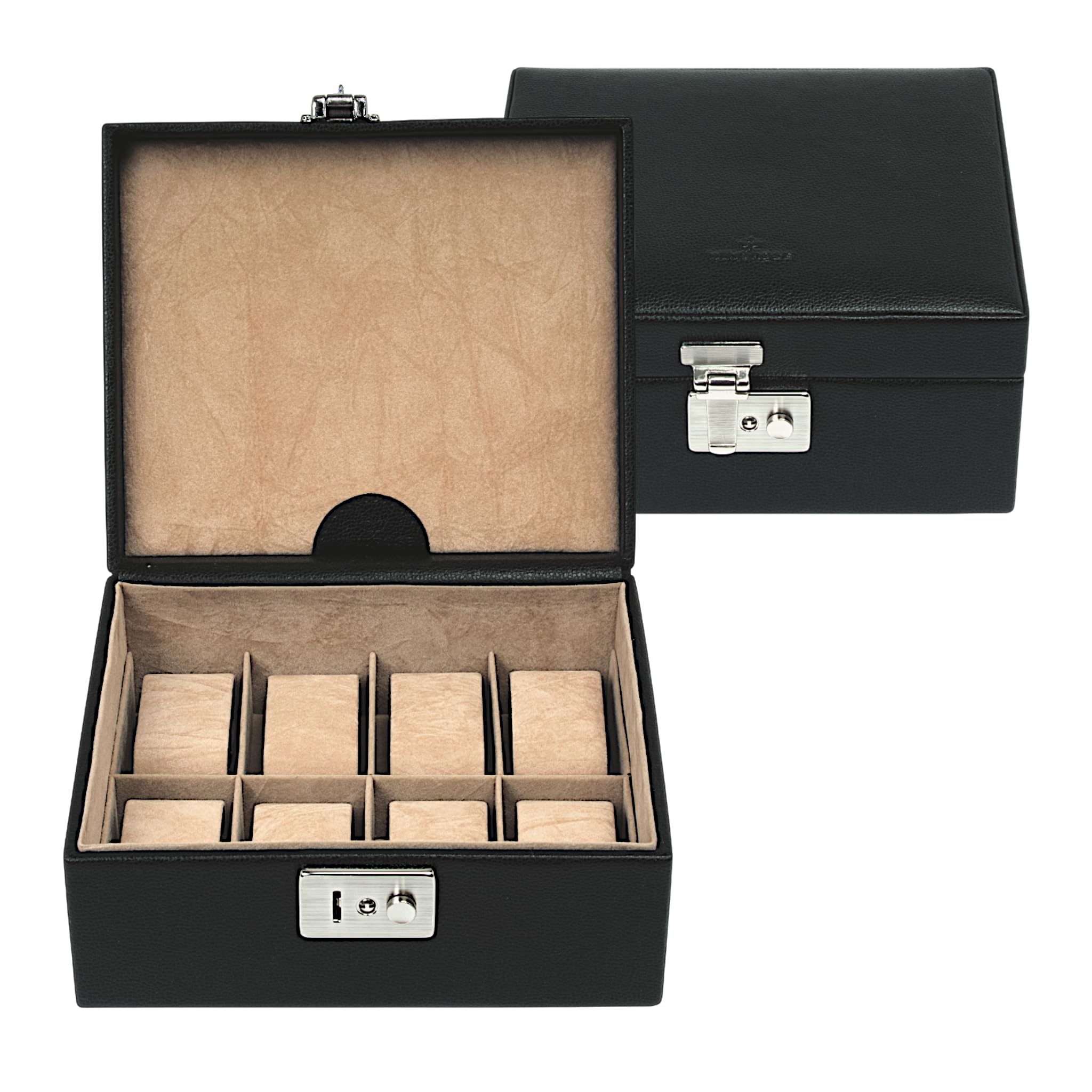 Windrose Watch Case Beluga/Black (Leather) – High-Quality Handmade – Width 19.5 cm – Leather