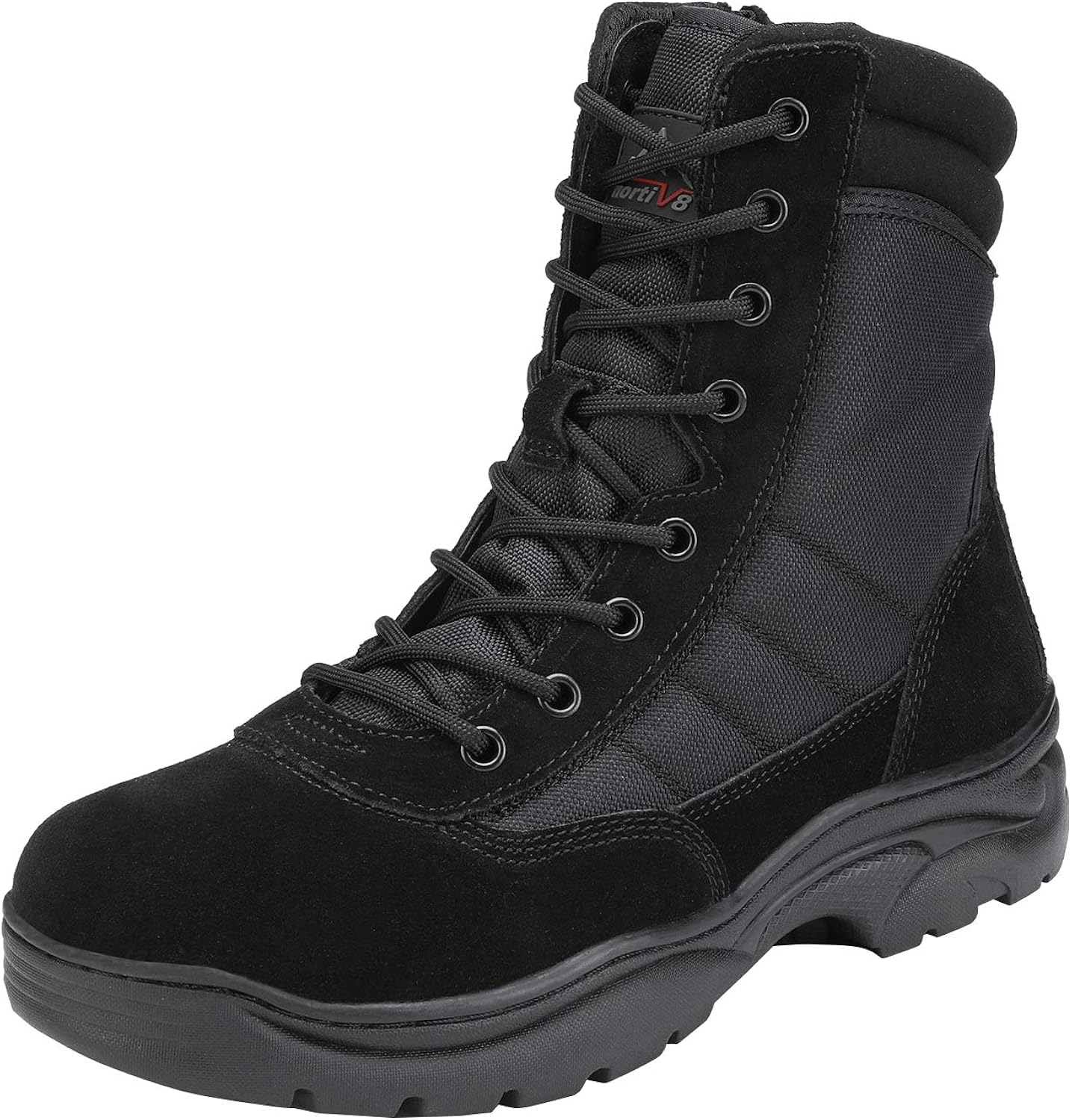 NORTIV 8 Men's Military Tactical Work Boots Side Zipper Leather Motorcycle Combat Bootie: Shoes
