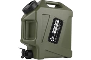 COOZMENT 3.2 Gallon (12L) Portable Water Containers with Spigot, BPA Free Water Jug, Military Green Water Tank, Multifunction