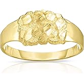 Floreo 10k Yellow Gold 9.3mm Round Nugget Ring, Sizes 6-13