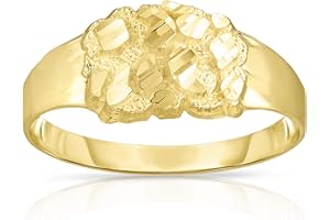 Floreo 10k Yellow Gold 9.3mm Round Nugget Ring, Sizes 6-13