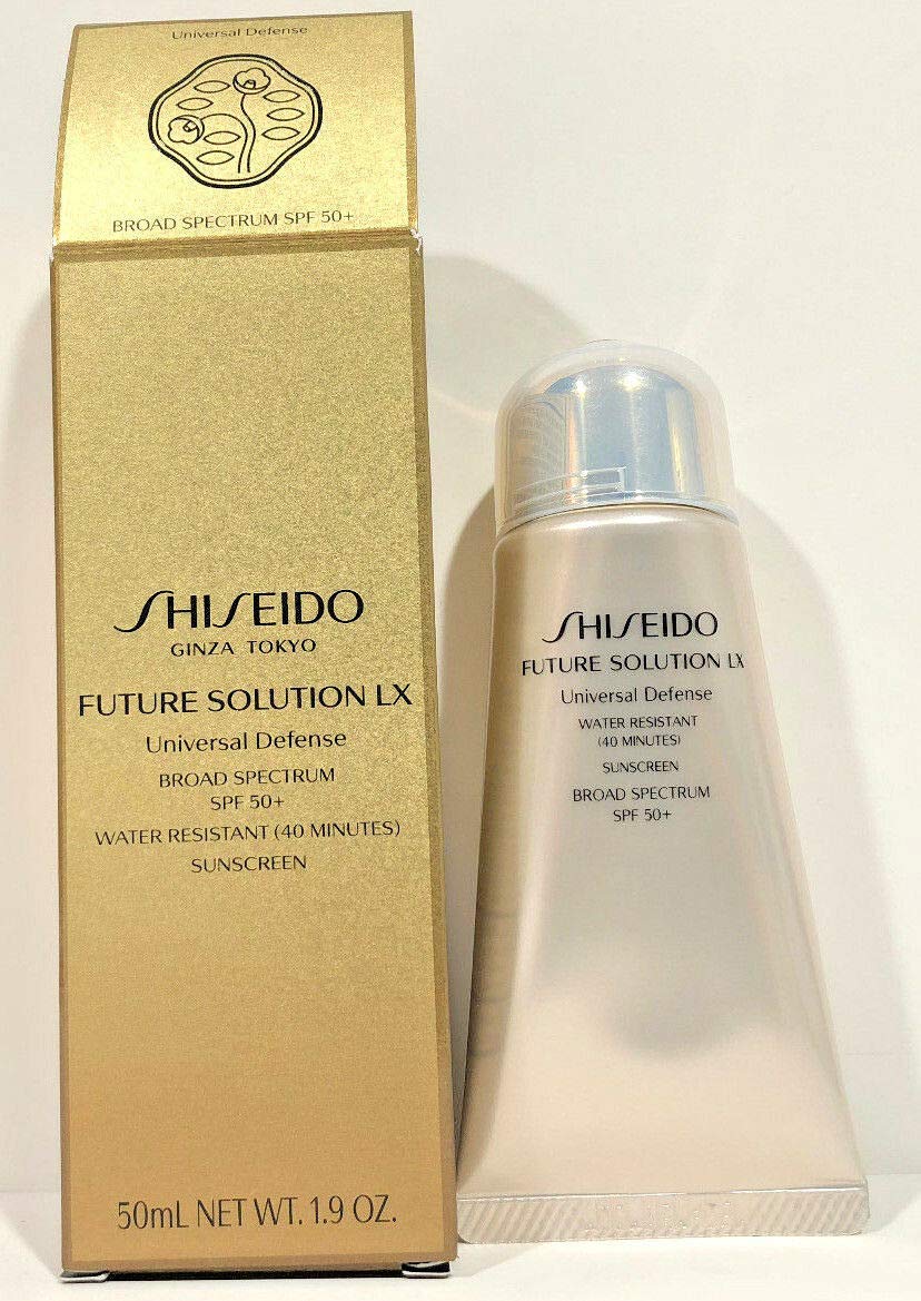 Amazon Com Shiseido Future Solution Lx Universal Defense Broad Spectrum Spf 50 Water Resistant 40 Minutes Full Size 50 Ml Factory Sealed In Retail Box Beauty