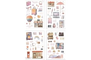 Funny Travel Scrapbooking Sticker Travel Transparents PET Journaling Clipping Supplies Decal for Planners Decorative for Scra