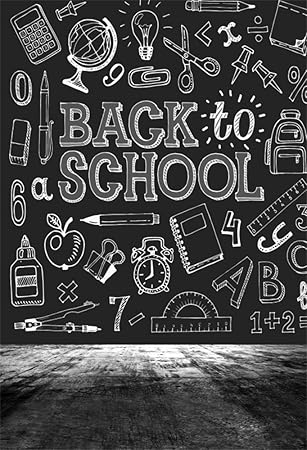 Laeacco Vinyl 6x8ft Photography Background Back To School Theme Blackboard Sketch Chalkletter Illustrations On Blackboard Learning Tools Students