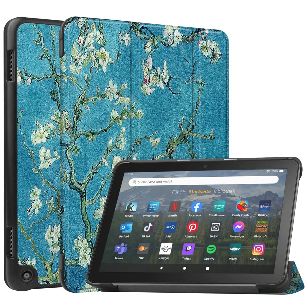 Photo 1 of SZLONKOU Tablet Cover for Amazon Kindle Fire HD 8 10th K72LL4(2020 Release),Ultra Slim Folio Stand Lightweight Leather Case for Kindle Fire HD 8 Plus/HD 8 2020/Kids 10th Gen 8" (KST-Apricot Flower)