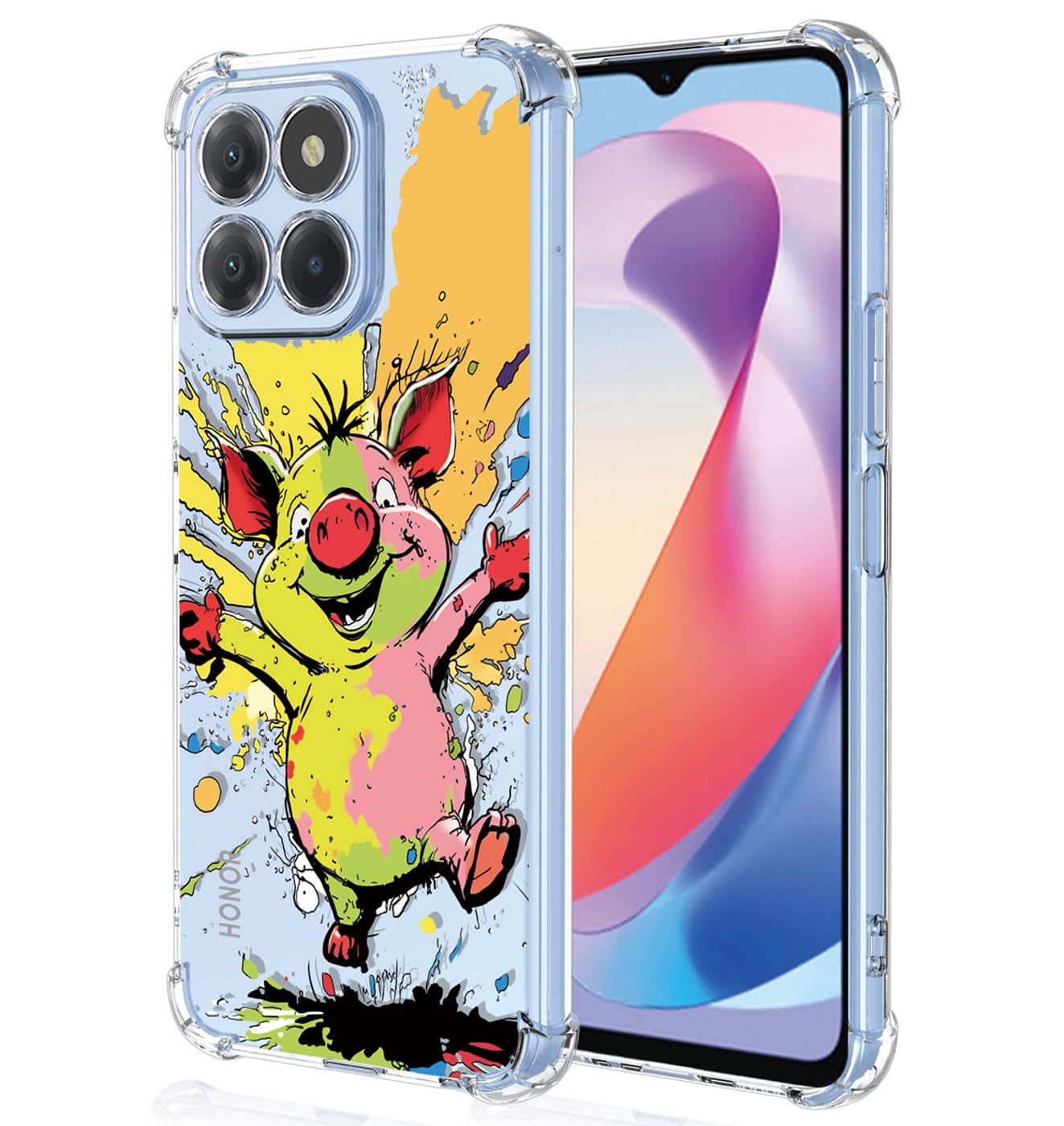 YUXING Clear Case for Honor X6a - Cute Cool Pattern Design Slim Transparent Protective Case Soft TPU Shockproof Bumper Cover (Pig) — image 1