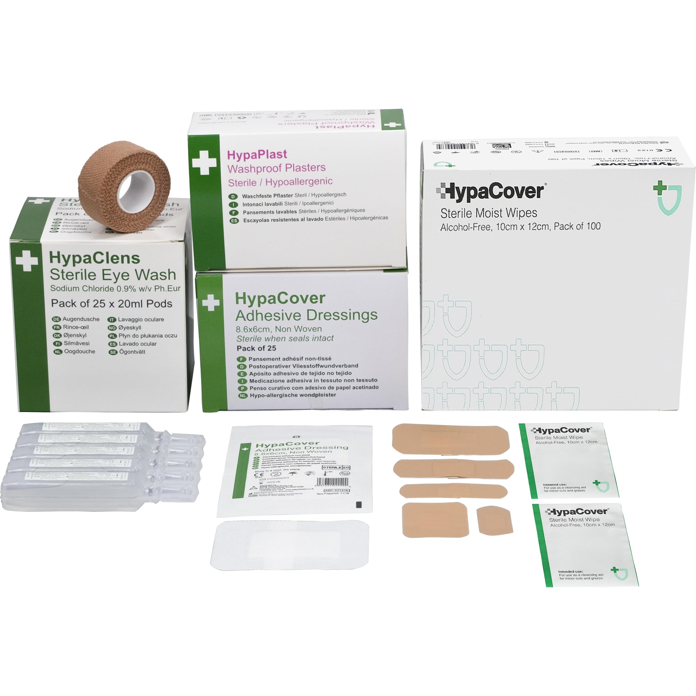 Safety First Aid Group Essentials Pack - Eye Wash, Plasters, Wipes, Dressings and Tape (251 Pieces)