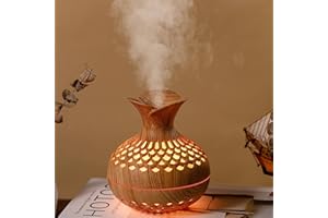 Essential Oil Humidifier with Realistic Flame Lights - 7 Color Options, Quiet Humidifier for Home, Auto Off Protection, 300ML