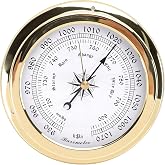 Oreilet 4.7 Inch Brass Traditional Barometer, Portable Marine Wall Mounted Barometer Clock Air Pressure Meter, 950-1070hPa, for Sailing Yachts Ships