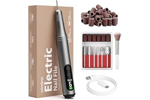 CCIGEDY Cordless Electric Nail Drill Kit Professional Portable Electric Nail File Set Machine for Acrylic Gel Nails,Toenail Hand Feet Care,9 Speed with LED Display Ideal Gift for Men and Women-DeepGrey