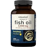 NatureBell Omega-3 Fish Oil 3,000mg, 240 Softgels | Support for Joint, Brain &amp; Heart Health*, with EPA &amp; DHA, No Burps or Fishy Aftertaste, Non-GMO &amp; Mercury-Free Formula