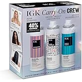 IGK Must Have Travel Kit Holiday 2025 – Includes GOOD BEHAVIOR Smoothing Spray, DISCO DISCO Shine Spray & ANTISOCIAL Dry Hair Mask – TSA Approved Travel Size Hair Essentials