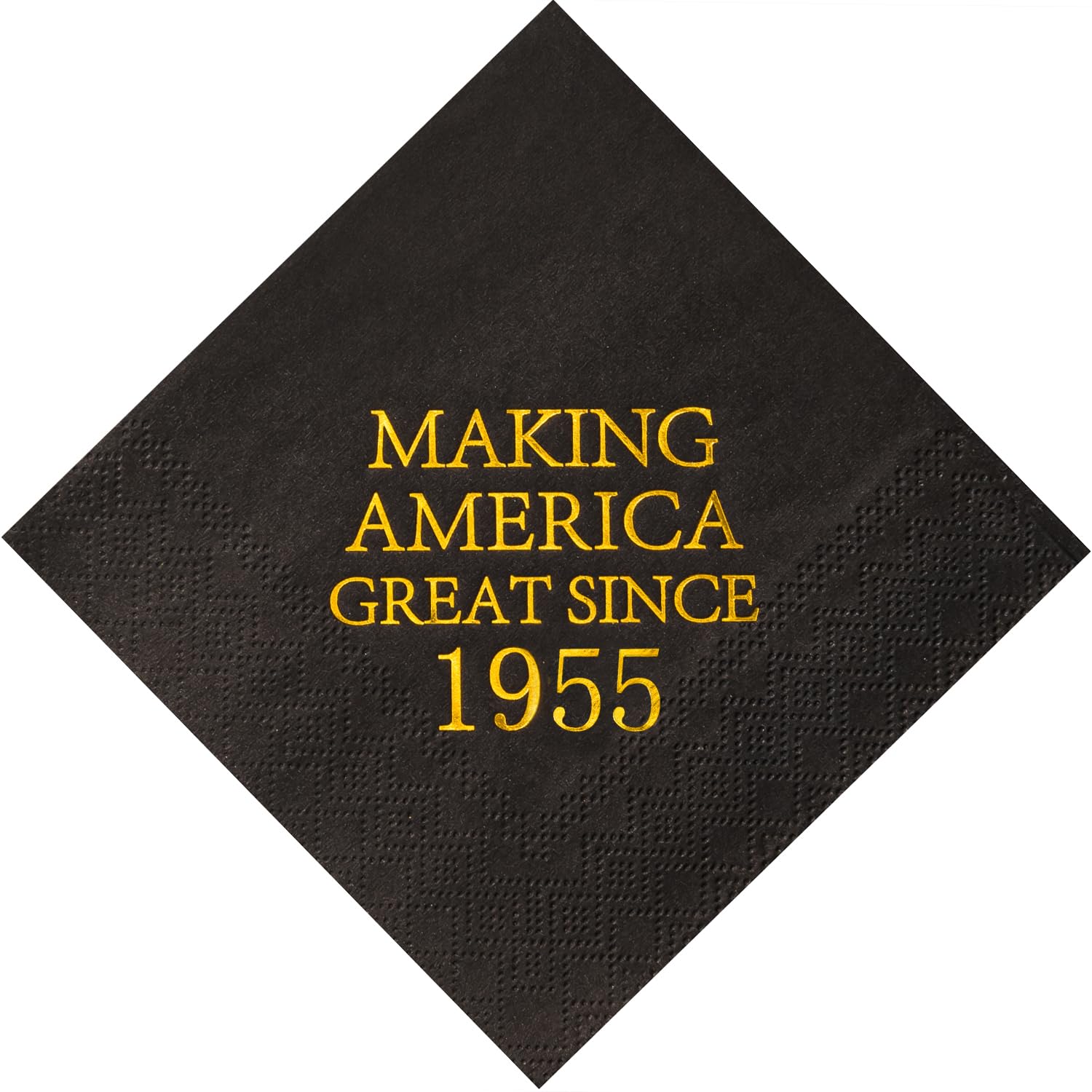 Photo 1 of Crisky 70th Birthday Disposable Napkins Black and Gold Dessert Beverage Cocktail Cake Napkins 70th Birthday Decoration Party Supplies for Man Making Great Since 1955, 50 Pack 4.9"x4.9" Folded