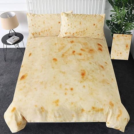 Amazon Com Sleepwish Burritos Tortilla Bedding Funny Food Duvet Cover Set 3 Pieces Flour Taco Wrap Pancake Blanket Mexico Mexican Bedspreads Twin Home Kitchen