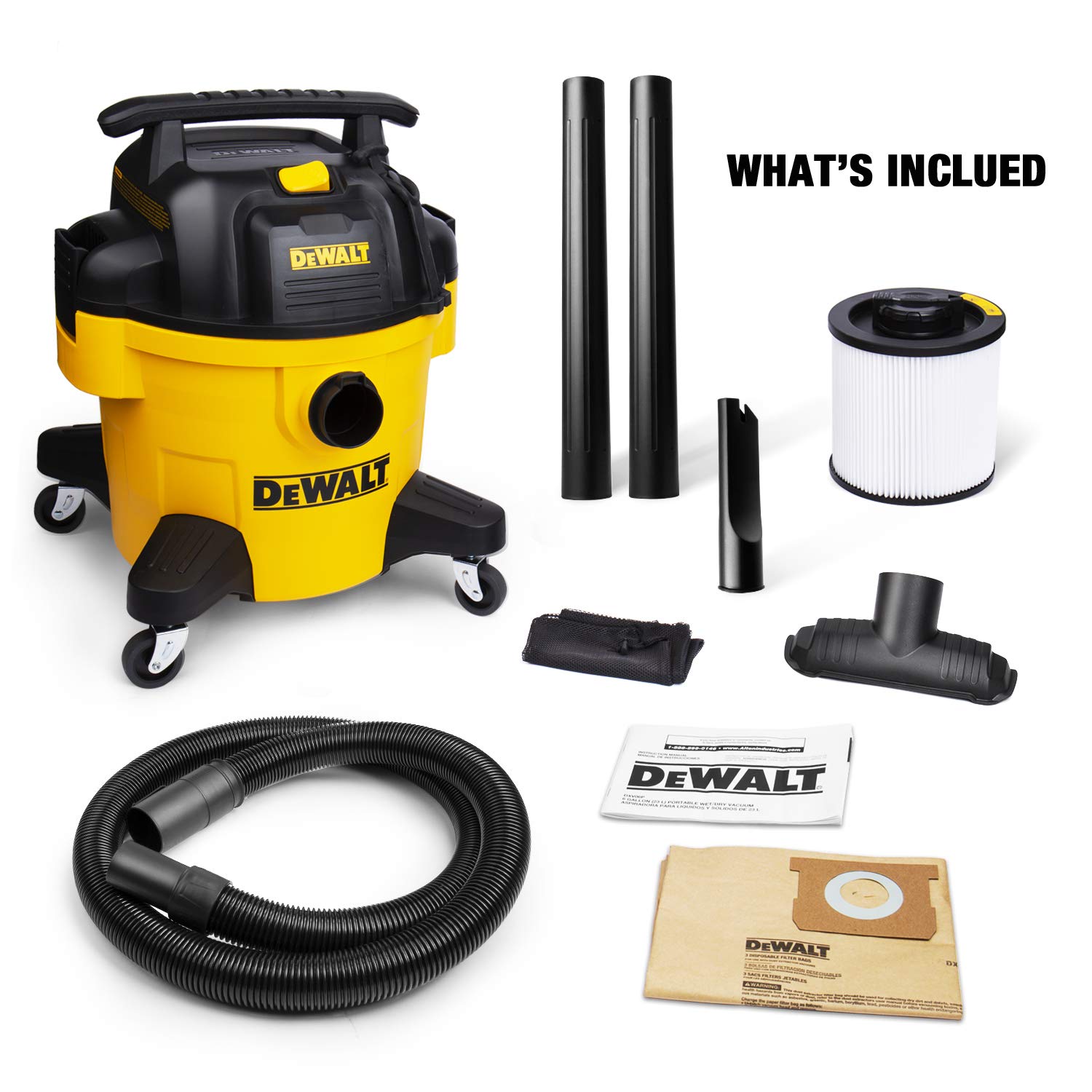 DEWALT 6 Gallon DXV06PZ 4 Peak HP Poly Wet/Dry Vac, HeavyDuty Shop