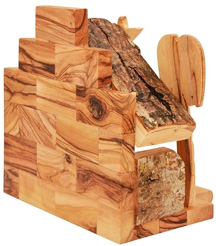 thumbnail image 2 of Shop Olive Wood Nativity Stable Scene Ornament From The Holy Land L 2 of 14
