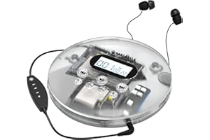 Oakcastle CD Player Portable, Rechargeable Portable CD Player with Bluetooth, 12Hr Playtime, Small CD Players for Car (AUX only) CD100 Portable CD Player with Headphones, CD Walkman, Discman (Clear)