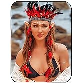GORTIN Indian Feather Headdress Headbands Native American Costume Hairband Bohemian Hippie Headpiece Gypsy Hair Accessory for Women