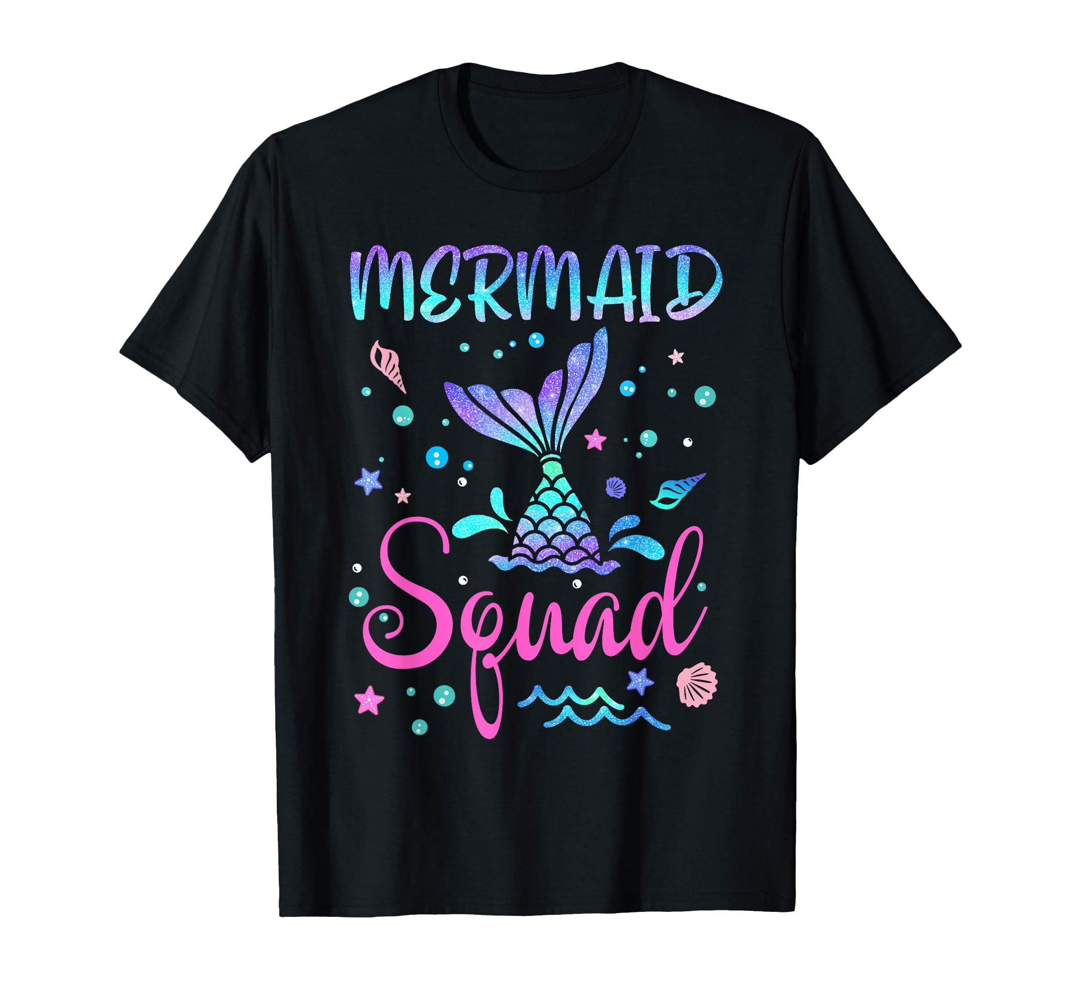 Photo 1 of Mermaid Squad Of The Birthday Mermaid Tail Family Matching T-Shirt