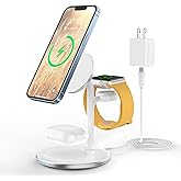 XooFly 3 in 1 Wireless Charging Station for Apple Devices, 15W Fast Wireless Mag-Safe Charger Stand with 20W Adapter for iPho