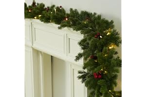 VEMANDER 9FT Artificial Long Cedar Garlands - Real Touch Winter Pine Garland, Green Artificial Greenery Garland for Table, Mantle, Wall, Indoor, Outdoor Christmas Decoration (Christmas Garland-2, 9FT)