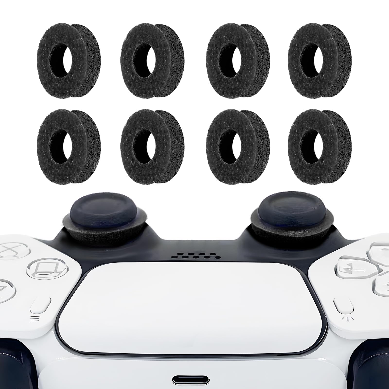 8 Pack Precision Rings Aim Assist for PS5, for PS4, Compatible with Xbox Controllers Accessories– Enhance Accuracy & Control with Soft Silicone Rings – Compatible with Fortnite & FPS Games，Black