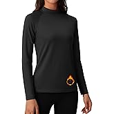 MAGCOMSEN Women's Thermal Shirts Mock Turtleneck Fleece Lined Long Sleeve Workout Tops Underwear Base Layer Running