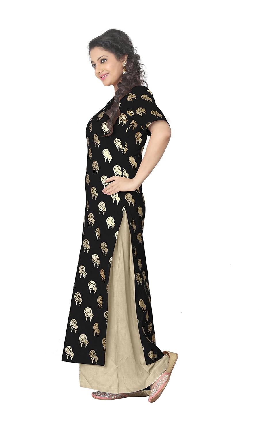 ziyaa women's straight faux crepe kurta