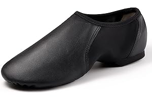 DWBH Jazz Shoe PU Leather Upper Girls and Boys Slip-on Circle Elastic Dance Shoes (Toddler/Little Kid/Big Kid)