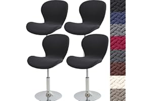 HFCNMY Stool Covers,Stretch Bar Stool Covers with Backs-Jacquard Barstool Seat Cover,Washable Barstool Cover Slipcovers with Elastic Bands (4PCS,Black)