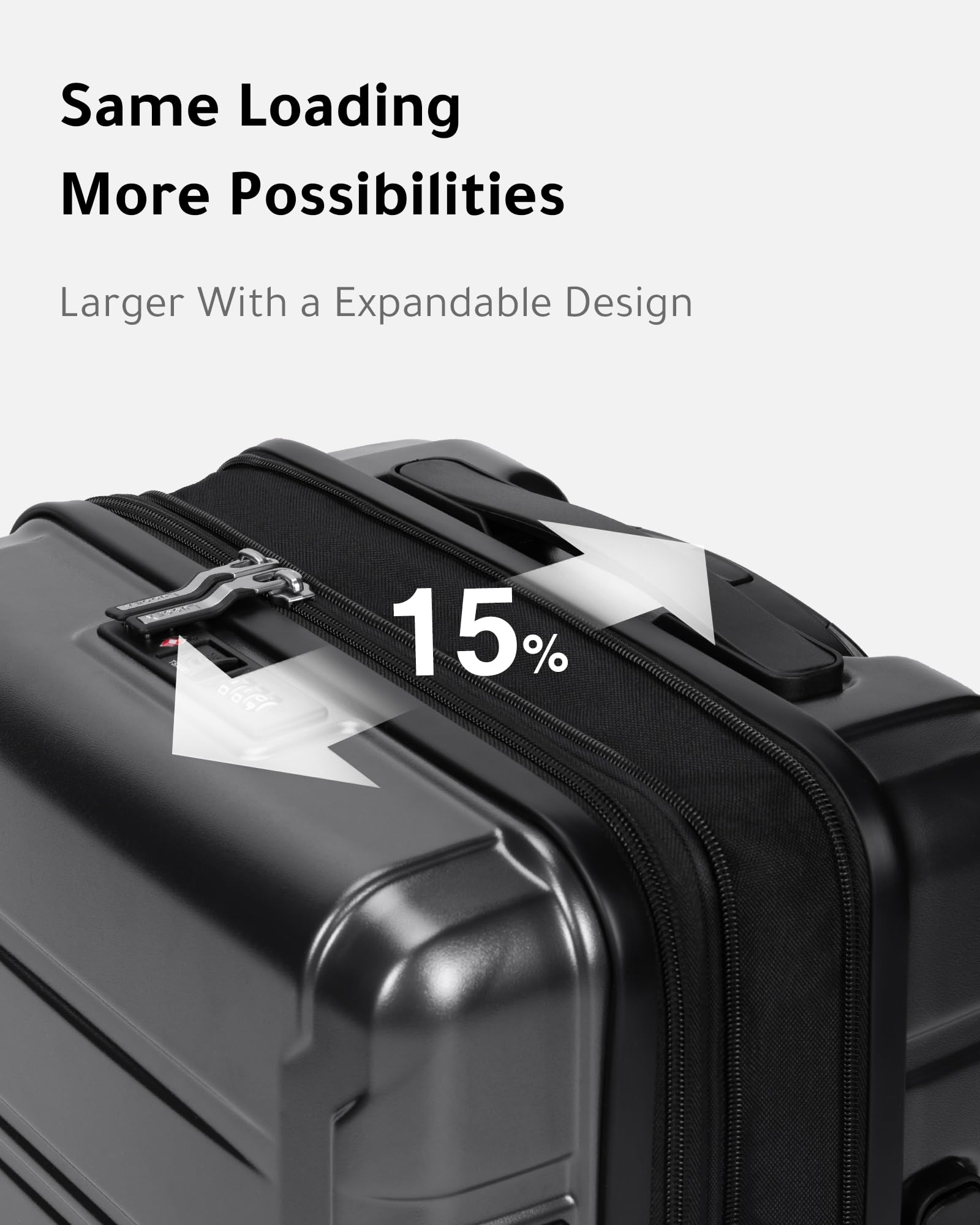 LUGGEX Carry on Luggage Airline Approved, Polycarbonate Hard Shell Suitcase, Expandable Luggage with Charger Port (Black, 20 Inch, 30.7L)