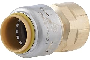 SharkBite Max 1/2 x 1/2 Inch FNPT Adapter, Push To Connect Brass Plumbing Fitting, PEX Pipe, Copper, CPVC, PE-RT, HDPE, UR072A