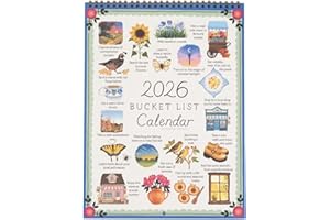 Bucket List Calendar 2026: Motivational 2026 12 Month Wall Calendar, Inspirational Bucket List Calendars, Spiral Positive Mon