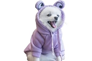 CIMIKY Dog Sweater,Dog Hoodie,cat Sweater,cat Hoodie,cat Costume Frog Shape Cosplay Clothes Warm Sweater Shirt Coat,Dog Costumes for Small Dogs (Purple S)