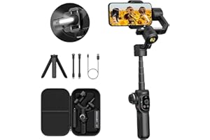 AOCHUAN S2 Smartphone Gimbal Stabilizer Professional Industry-Standard 3-Axis Gimble Extendable Rod Fill Light Gimble for iPhone&Android,Vlogging TikTok YouTube Video Recording