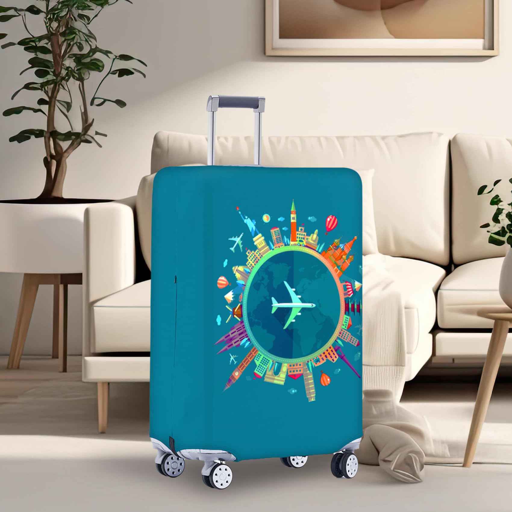 Travelkin Luggage Covers For Suitcase Tsa Approved,Suitcase Cover Protector Fit 18-32 Inch Luggage (Dreaming Blue, S)