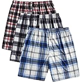 WDIRARA Men's 3 Pack Plaid Pajama Bottoms Elastic Waist Comfy Lounge Sleep Shorts