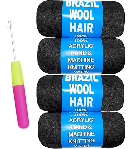 Amazon.com: Knitgrip 16 Roll Natural Black Brazilian Wool Hair