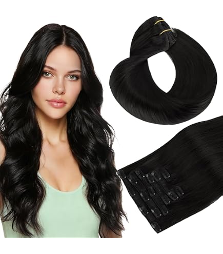 Amazon.com : Clip In Hair Extensions Real Human Hair 120g  display picture 1