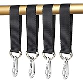 Outdoor Black Tree Swing Straps Hanging Kit with 4 Carabiners, 26cm / 10.23 inches Length Tree Swing Hanging Kit Holds 220 lbs (4 PCS Black)