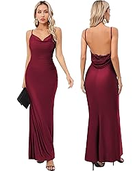 Capuffy Women Drape Neck Formal Maxi Dresses Lace