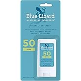 Blue Lizard Kids Mineral SPF 50 Sunscreen Stick, Zinc Oxide, 100% Mineral Actives, Developed for Kids’ Sensitive Skin, TSA-Fr
