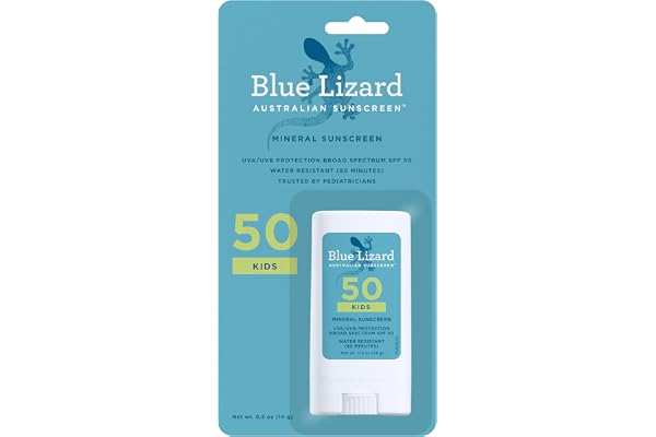 Blue Lizard Kids Mineral SPF 50 Sunscreen Stick, Zinc Oxide, 100% Mineral Actives, Developed for Kids’ Sensitive Skin, TSA-Fr