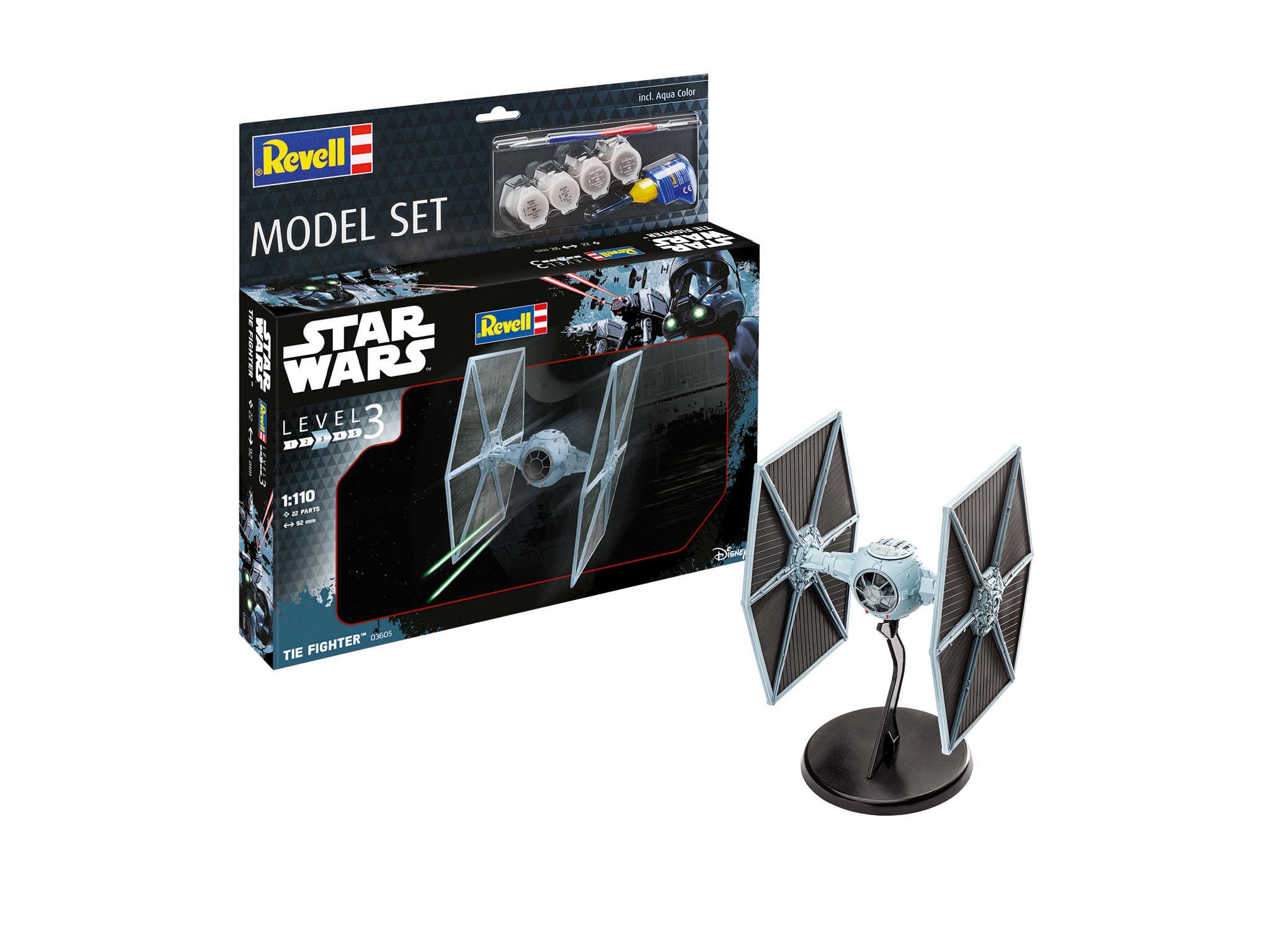 Revell 63605 Model Set TIE Fighter 1:110 Scale Unbuilt/Unpainted Plastic Model Kit with Accessories