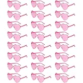 NACHLYNN 24 Pairs Pink Heart Sunglasses for Women Rimless Heart Shaped Sunglasses Candy Color Glasses for Party Favors