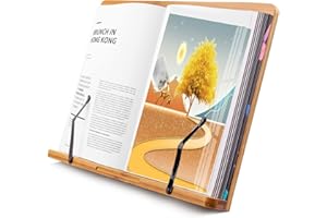 Large Bamboo Cookbook Holders Stands for Kitchen Counter (11 x 8 Inch) Book Stand for Large Books Holder Reading Textbooks Bo